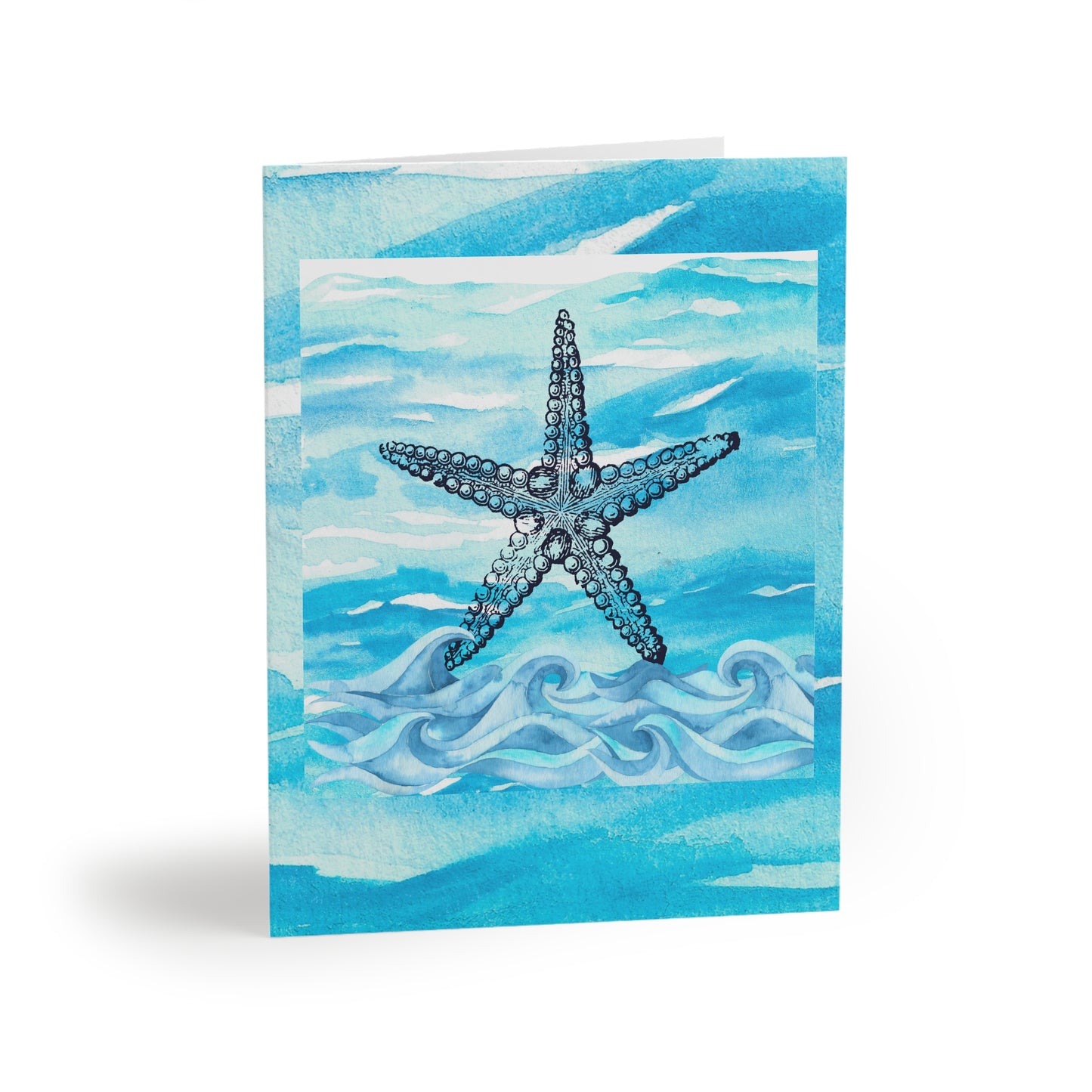 Coastal Summer Starfish Watercolor Note Cards (8 pcs)
