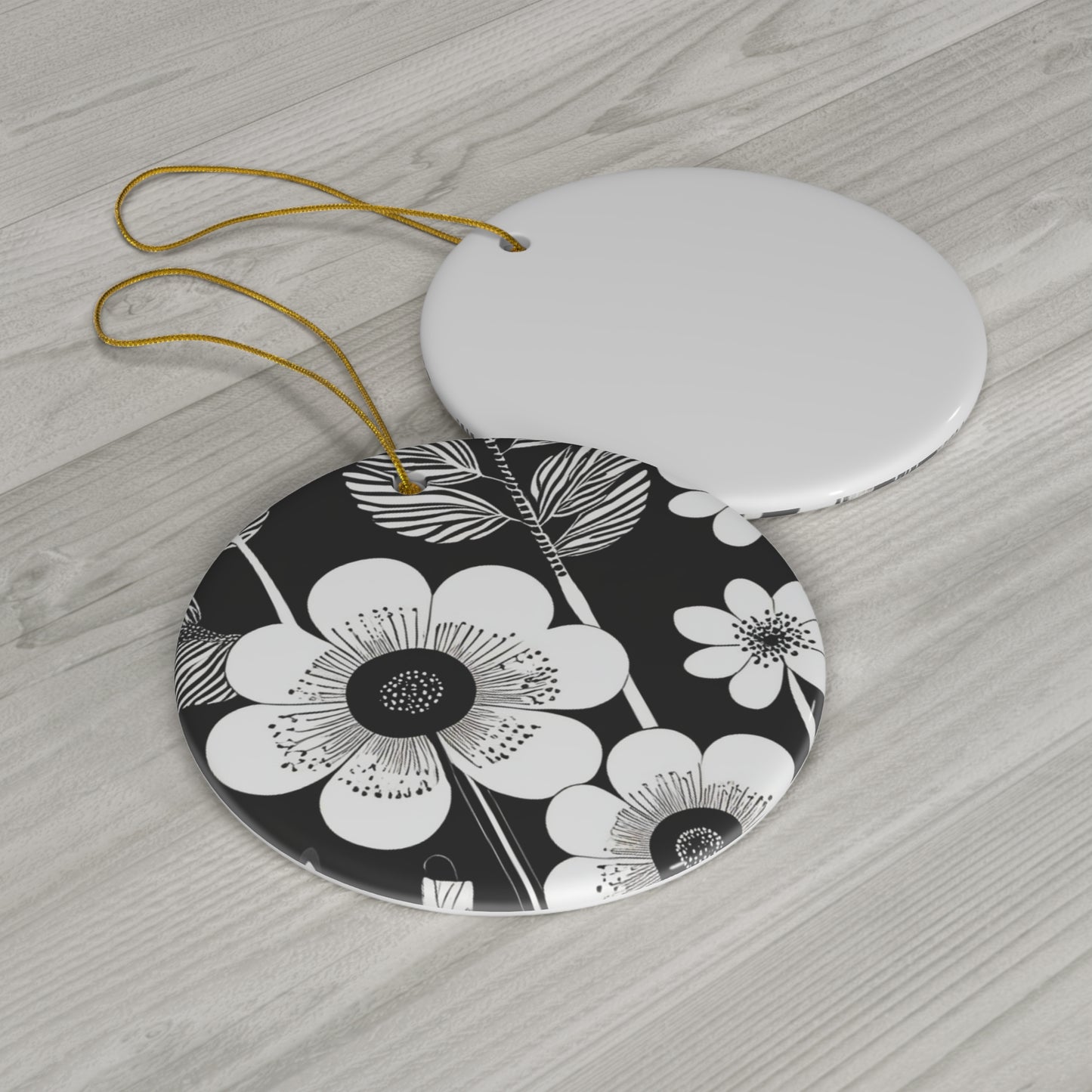 Black and White Poppies Mod 1960s Pop Art Decorative Ceramic Ornament