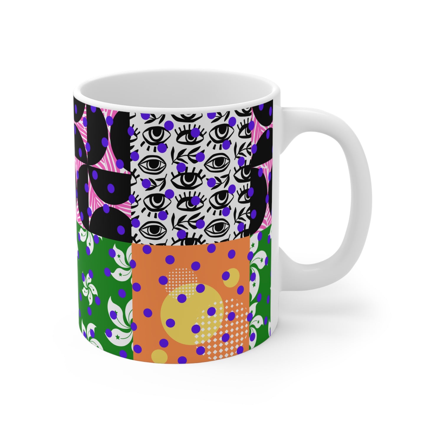 Vibrant Patchwork Coffee Tea Mug 11oz