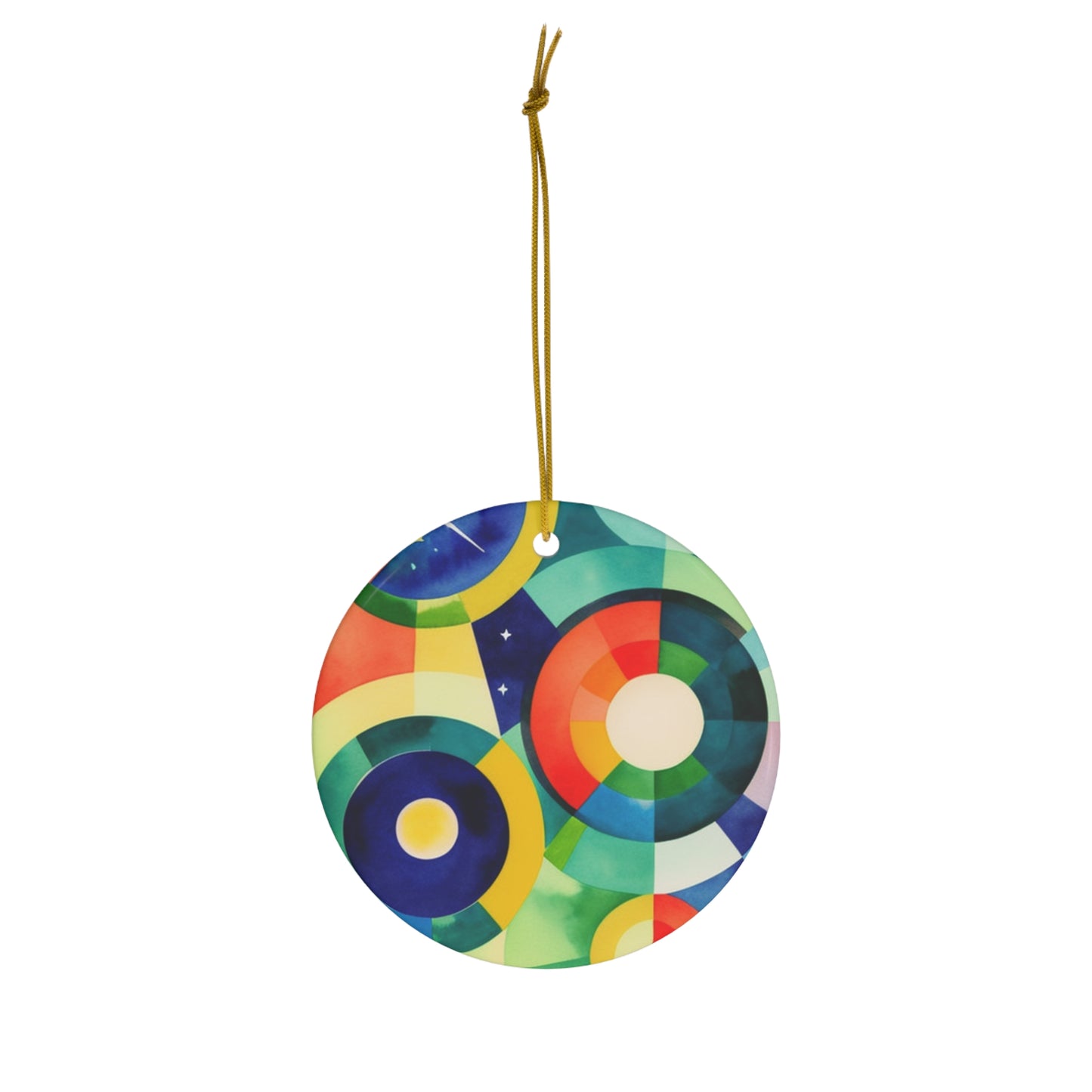 Colorful Midcentury Modern Radar Satellites Ceramic Ornament