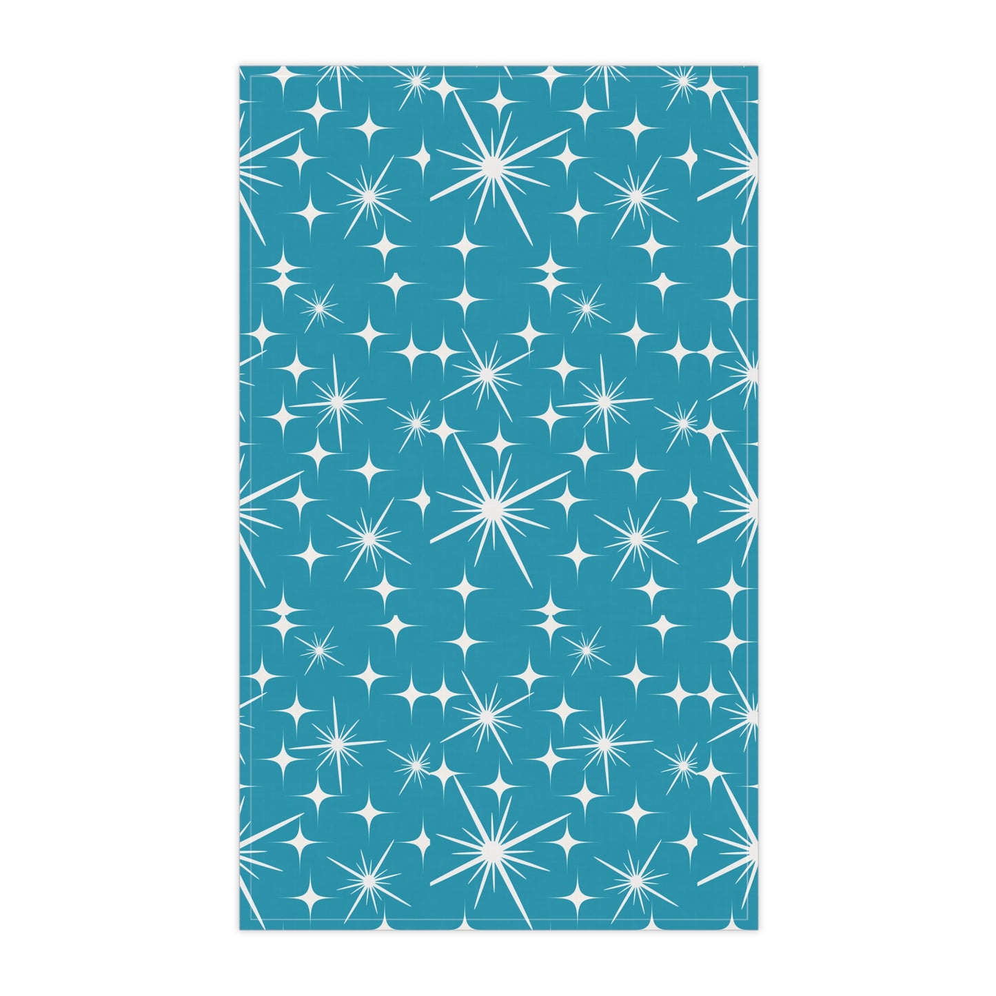 Midcentury Modern Stars Teal Pattern Decorative Kitchen Tea Towel/Bar Towel