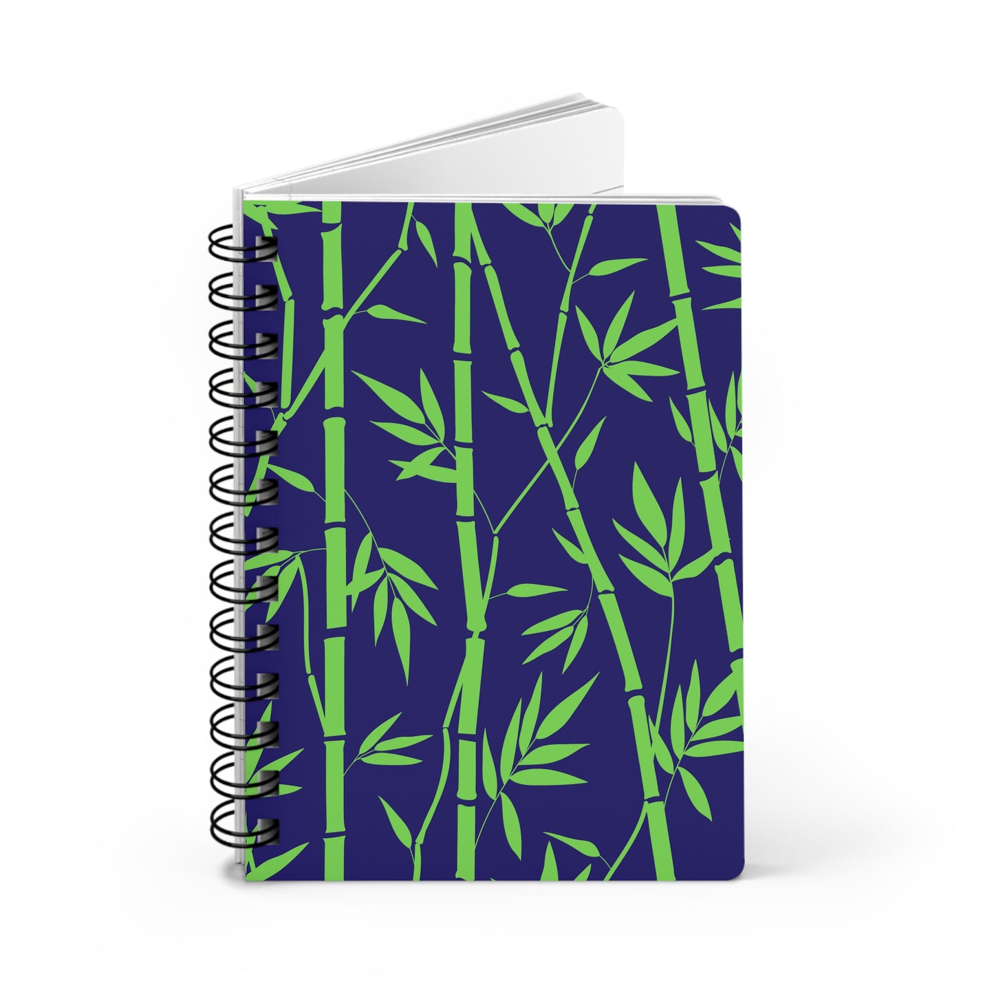 Bamboo Zen Meditation Garden Midnight Blue/Black Decorative Spiral Bound Journal