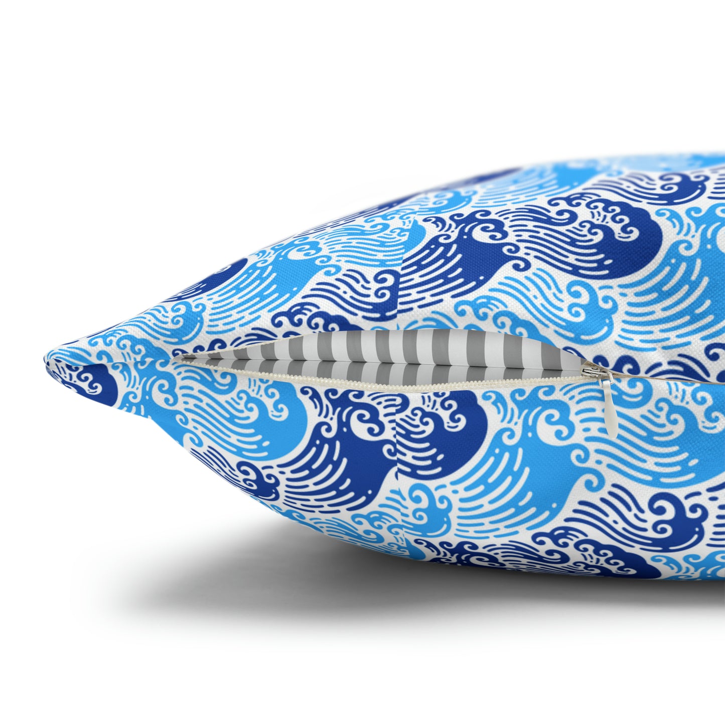 Ming Dynasty Waves Blue and White Chinese Woodblock Print Spun Polyester Pillow Cover