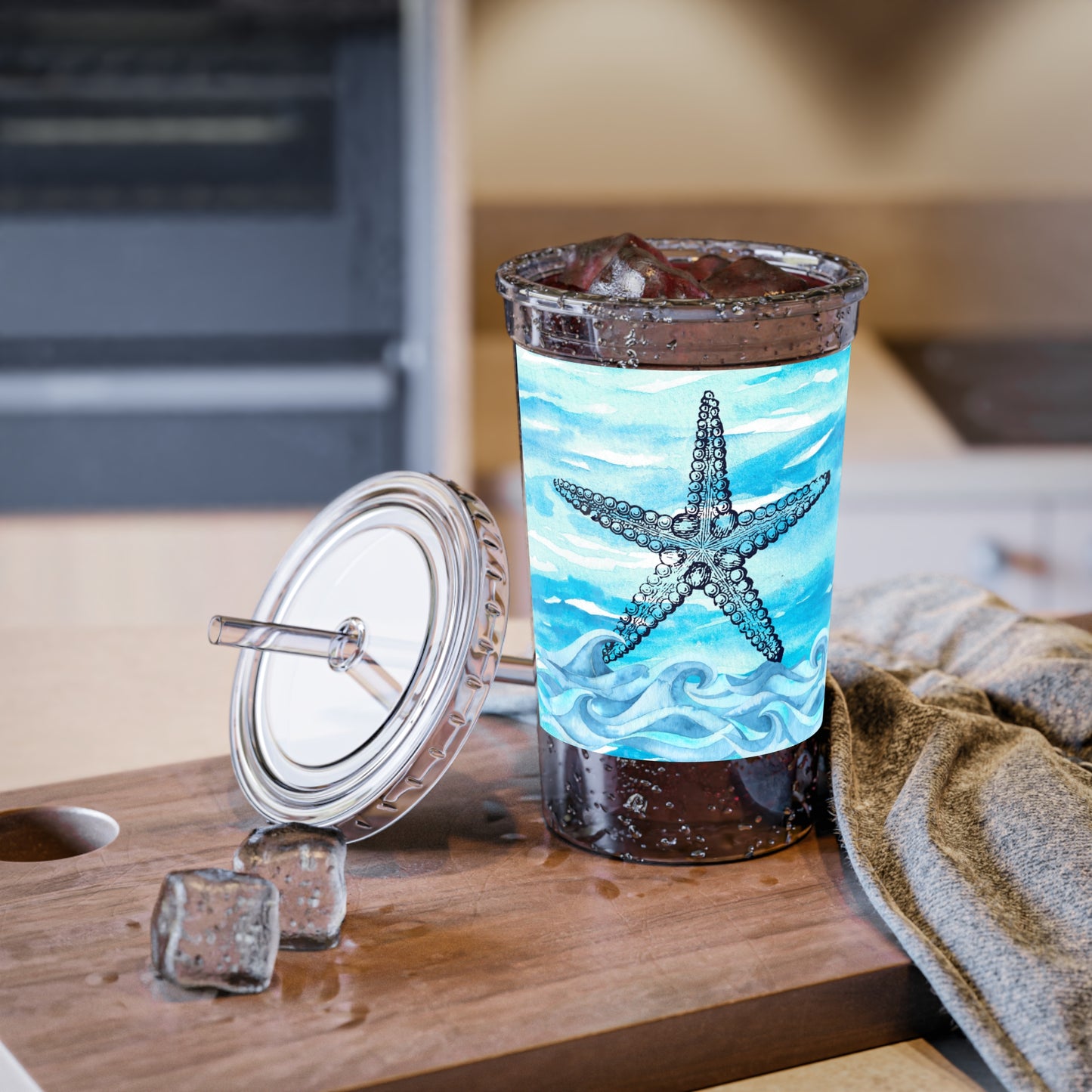 Coastal Summer Starfish Travel Cold Beverage Suave Acrylic Cup
