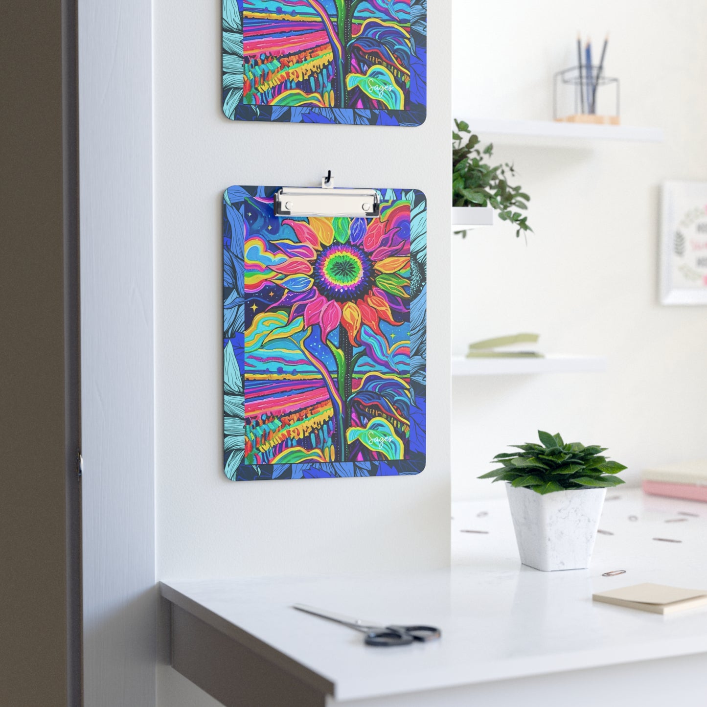 Electric Sunflower Collage Organizer Clipboard