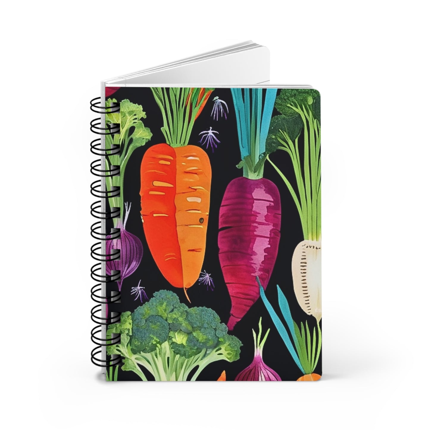 Nightshade Veggies Recipes Vintage Midcentury Modern Illustration Writing Sketch Garden Planner Spiral Bound Journal