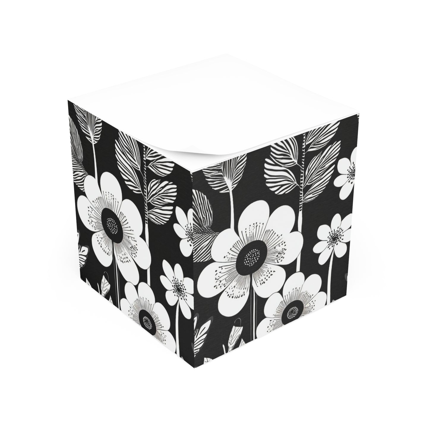 Black and White Poppies Mod 1960s Pop Art Decorative Paper Note Cube