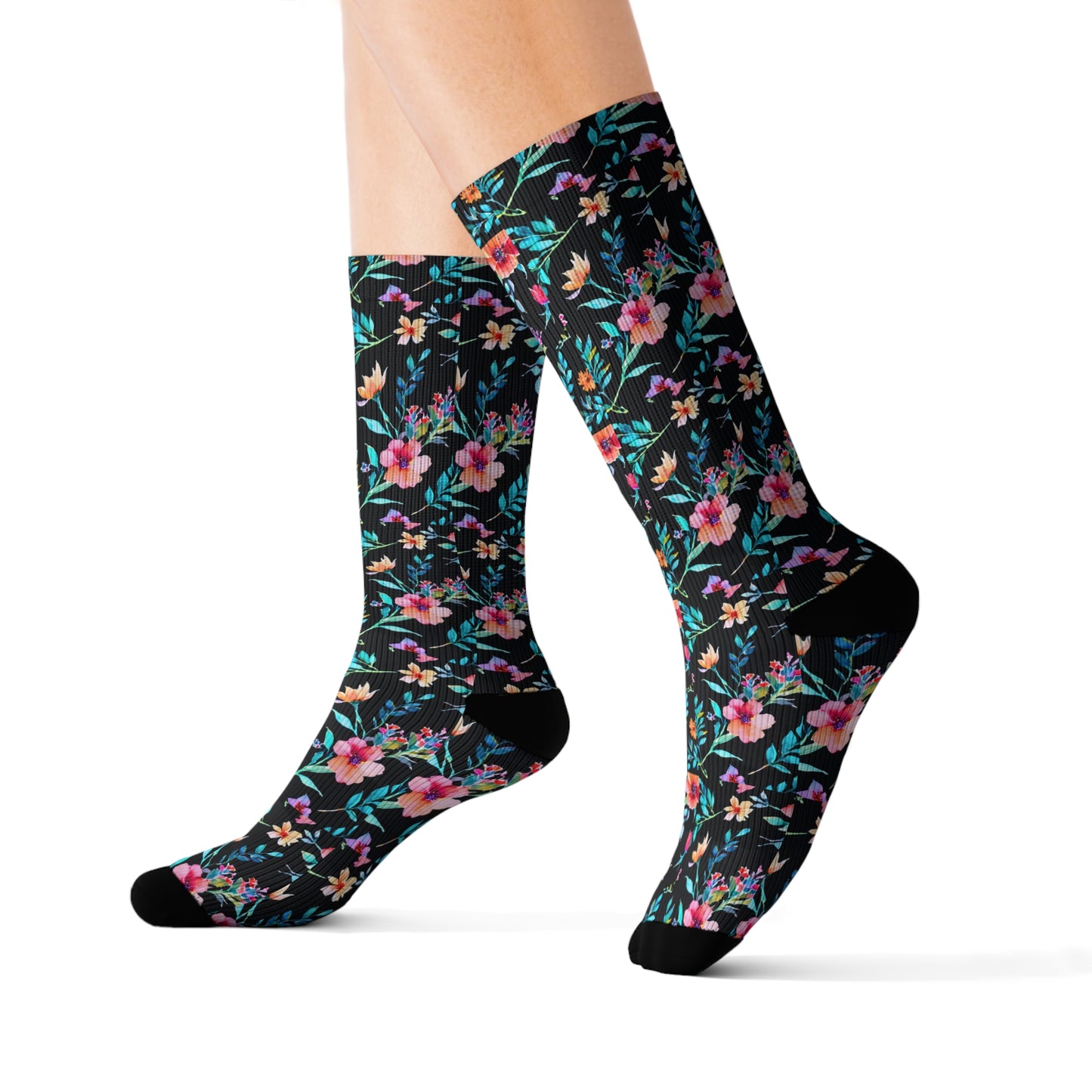 Midnight Floral Sublimation Socks