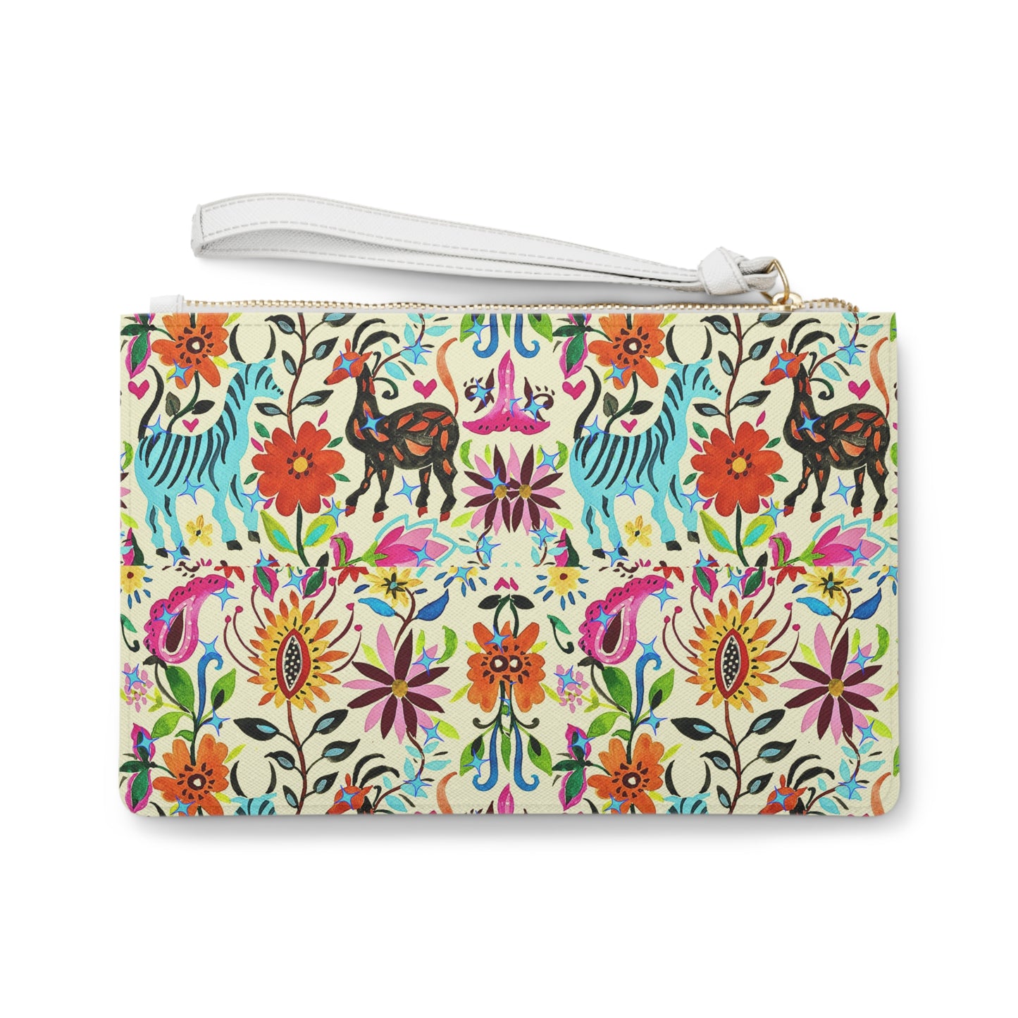 Festival of Springtime Folklore Floral Otomi Decorative Travel Accessories Makeup Pouch Clutch Bag