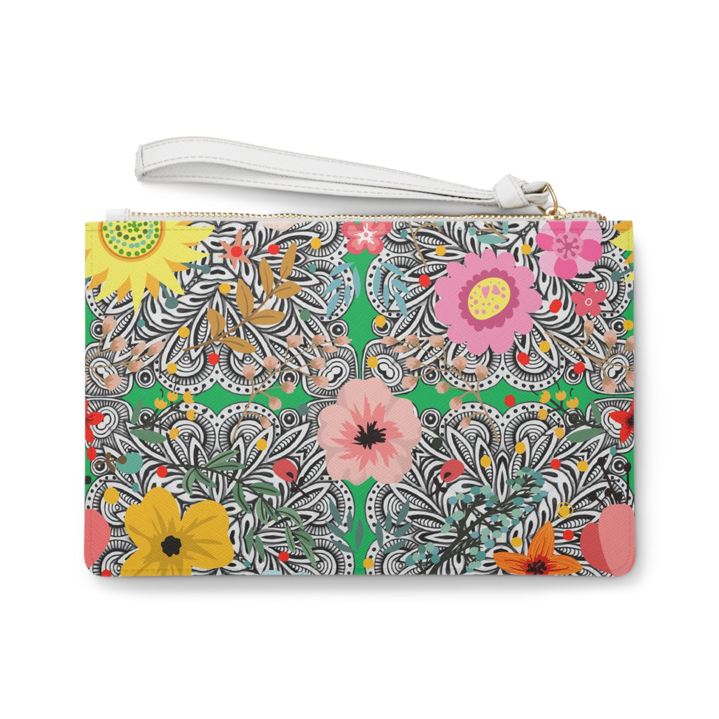 Prairie Cactus Flower Multi Southwestern Desert Flowers Accessories Travel Make Up Pouch Clutch Bag