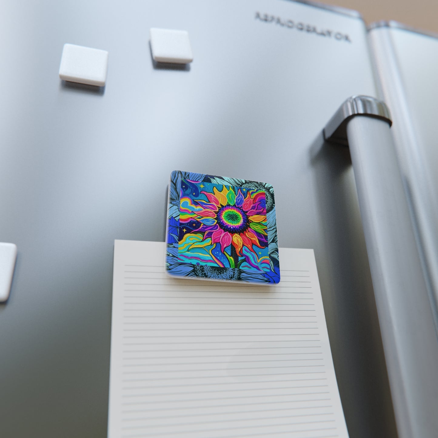 Electric Sunflower Collage Porcelain Magnet, Square