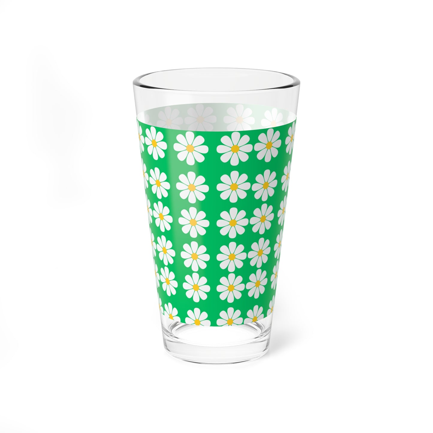 1968 Vintage Daisies Green Cocktail Party Beverage Entertaining Mixing Glass, 16oz