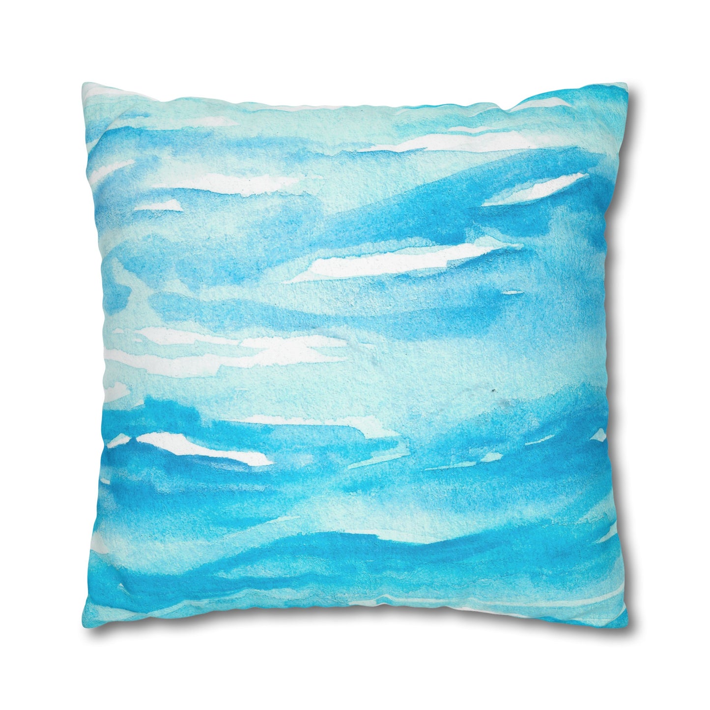 Coastal Summer Starfish Watercolor Square Poly Canvas Pillow Cover