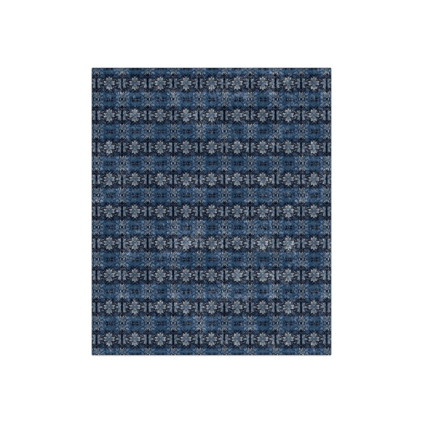 Island Navy Blue Batik Crushed Velvet Blanket