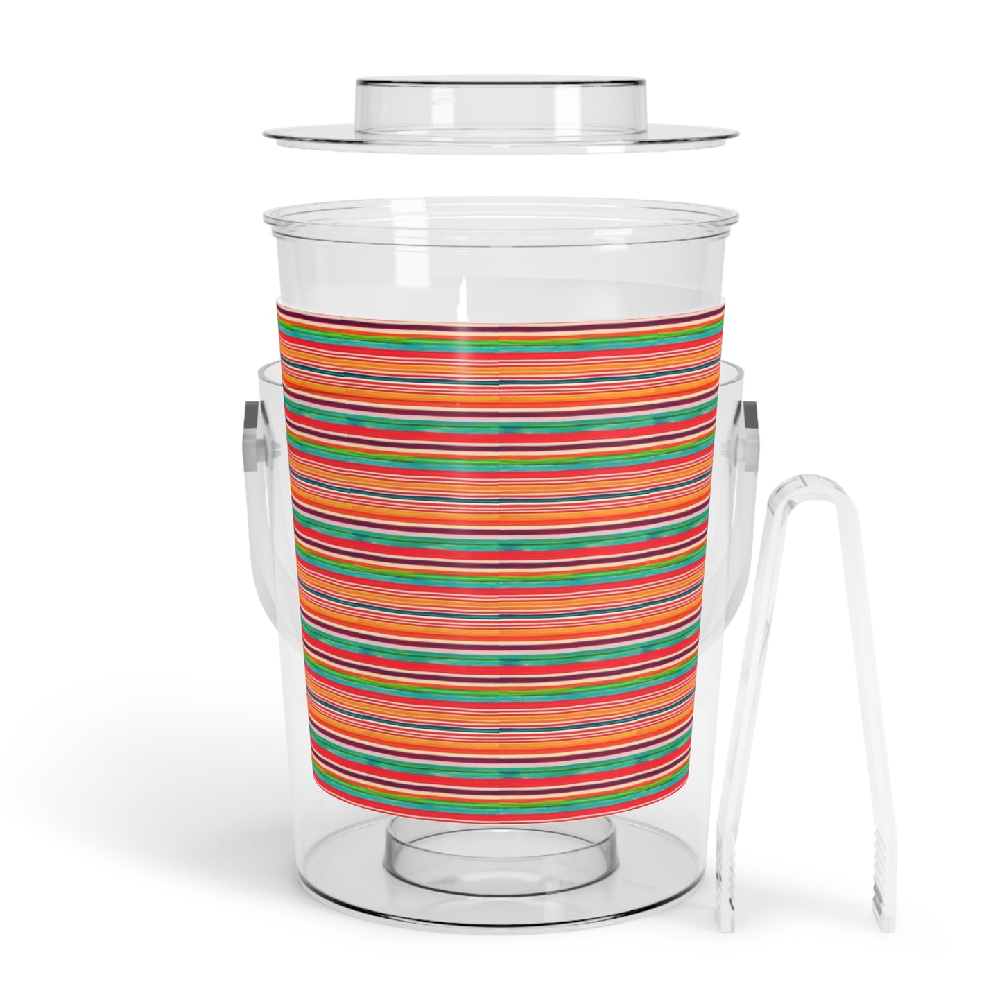 Serape Mexican Blanket Southwestern Stripes Fiesta Margaritas Ice Bucket with Tongs