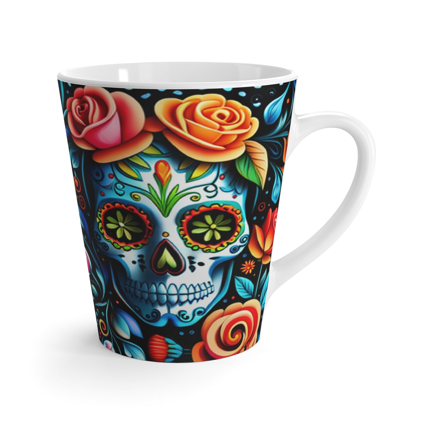 Rose Crown Day of the Dead Sugar Skull Hot Beverage Coffee Chia Tea Cappuccino Latte Mug