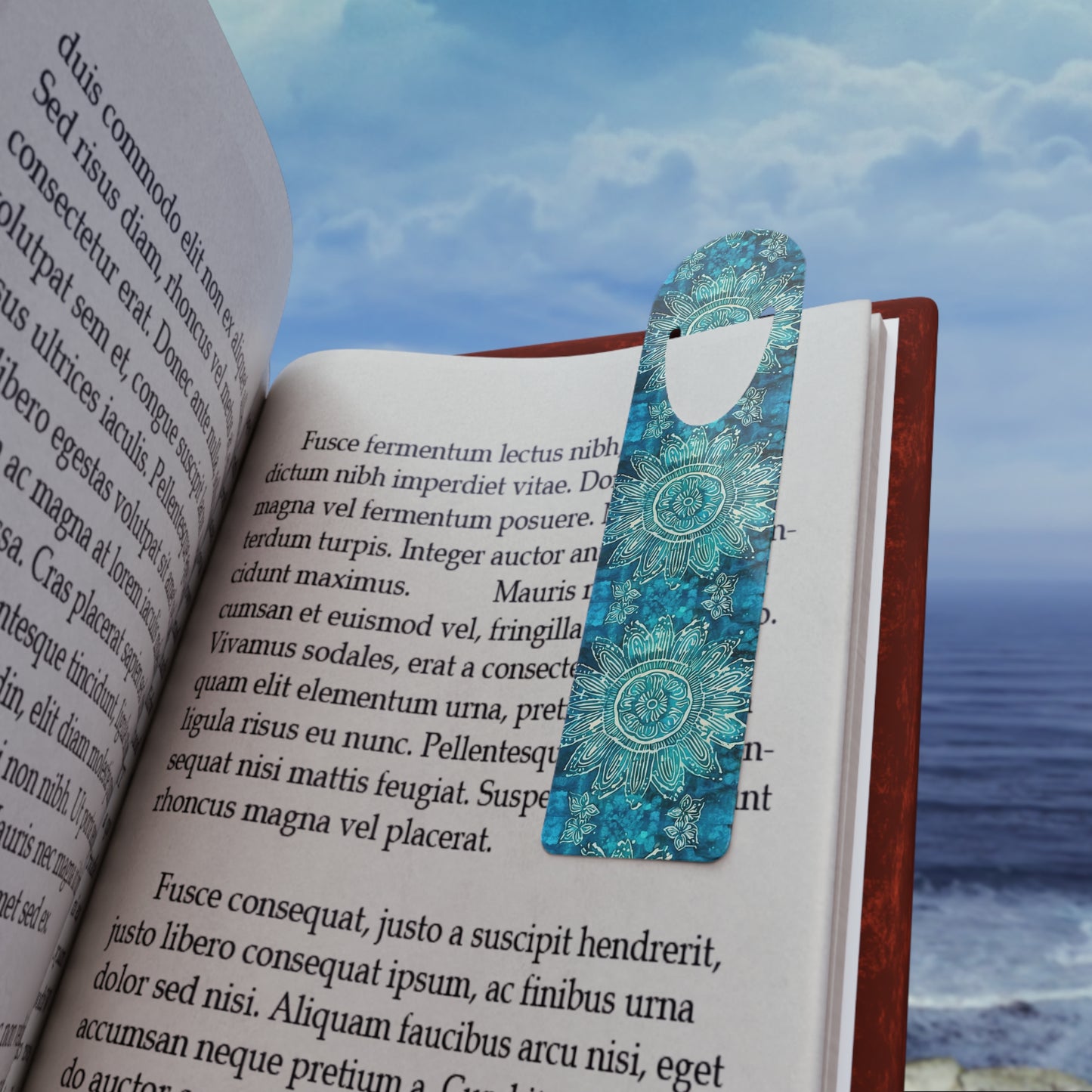 Teal Abundance Flower Batik Sumatra Tropical Bookmark