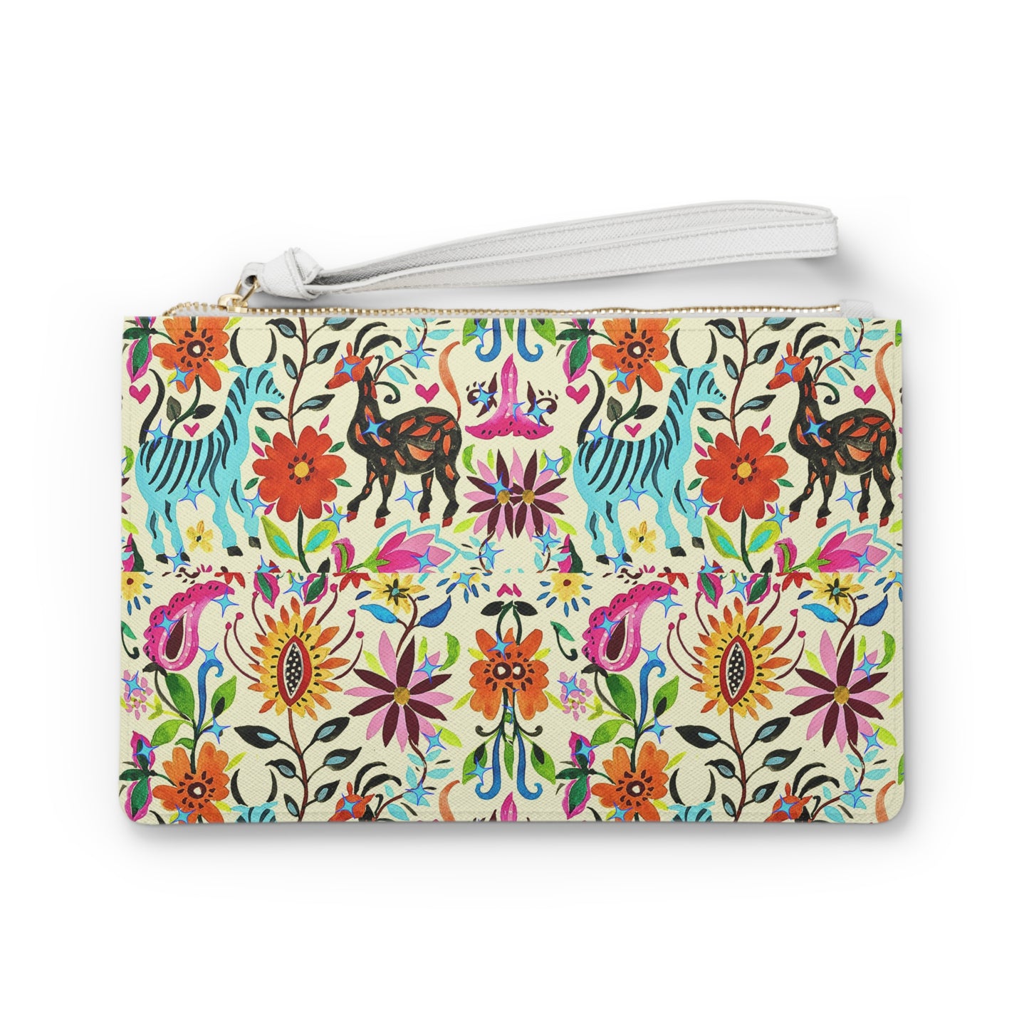 Festival of Springtime Folklore Floral Otomi Decorative Travel Accessories Makeup Pouch Clutch Bag