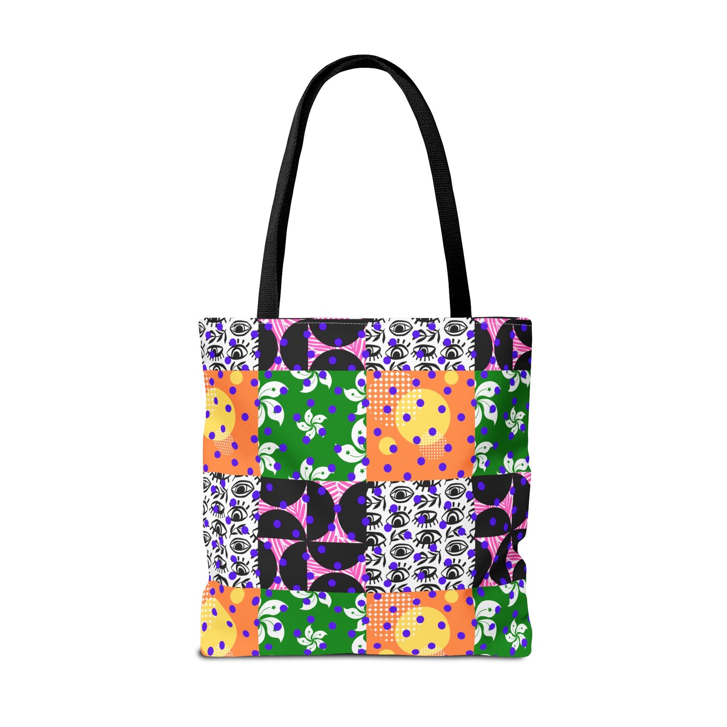Vibrant Patchwork Carryall Book Shopping Tote Bag