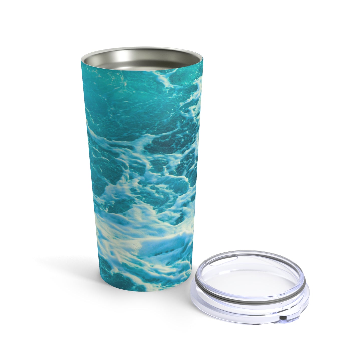 Ocean Blue Waves Coastal Hot Cold Beverage Travel Tumbler 20oz