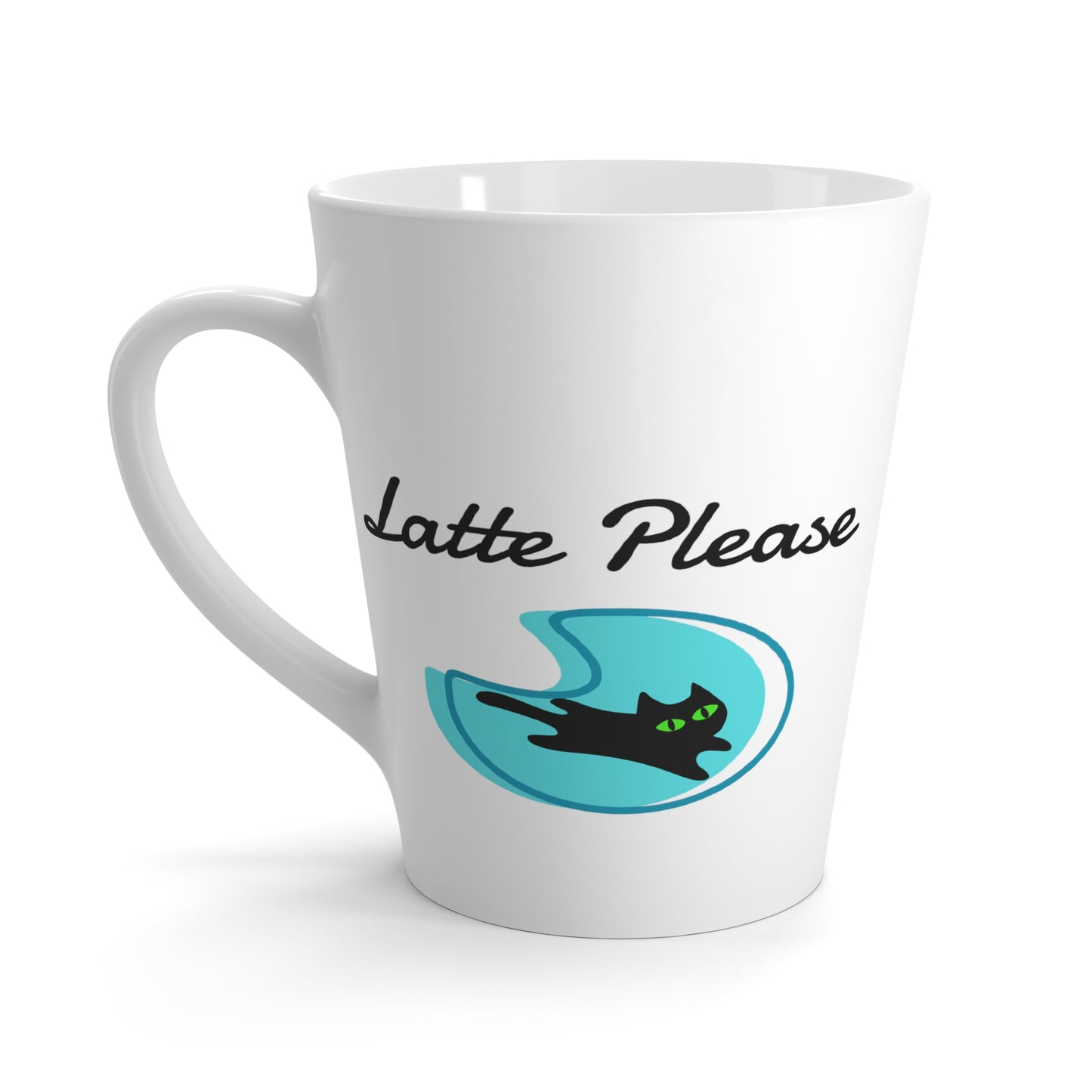 Latte Please Midcentury Modern Black Cat Hot Beverage Coffee Chia Tea Cappuccino Coffee Bar Latte Mug