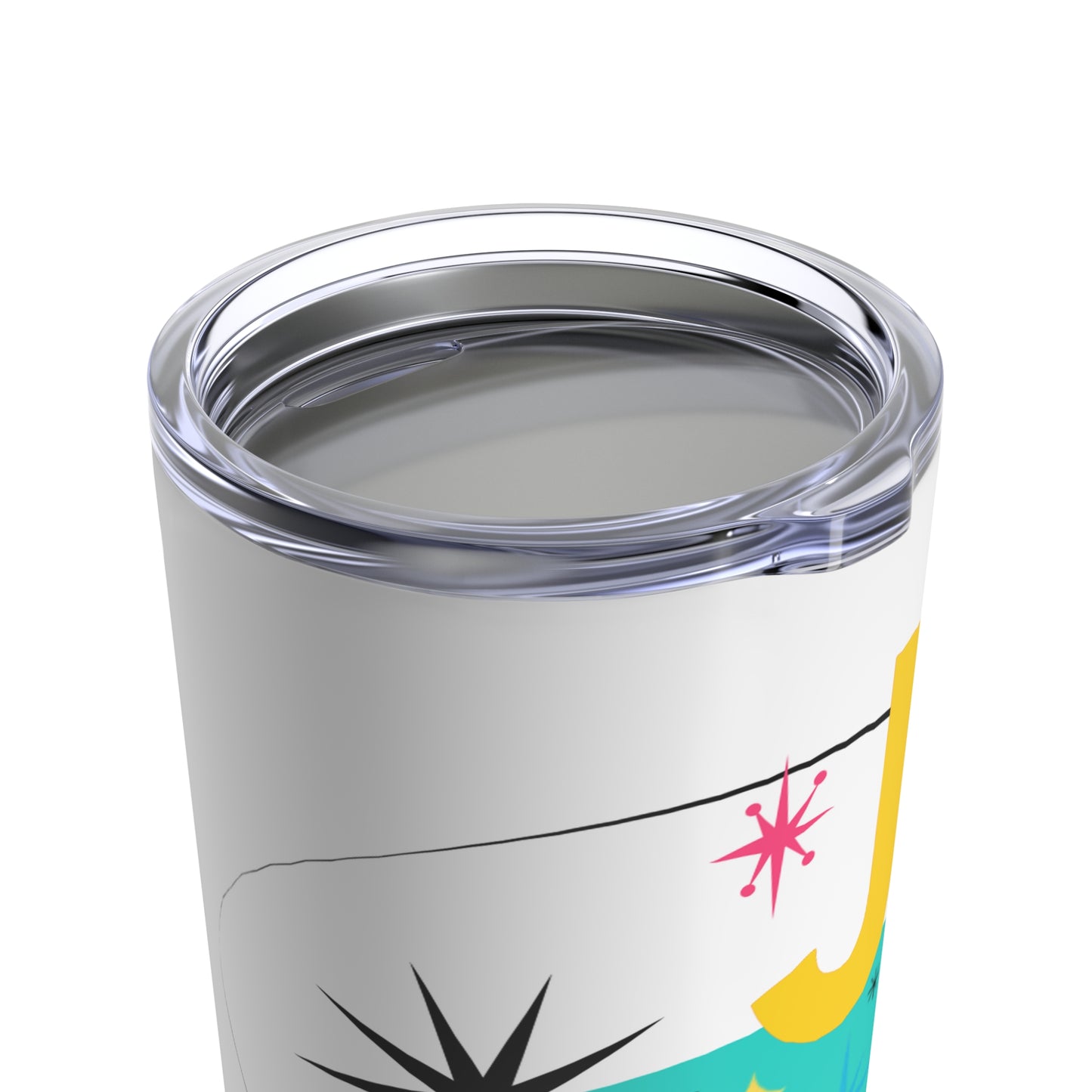 Joy Midcentury Modern Atomic Black Cat Hot Cold Beverage Travel Tumbler 20oz