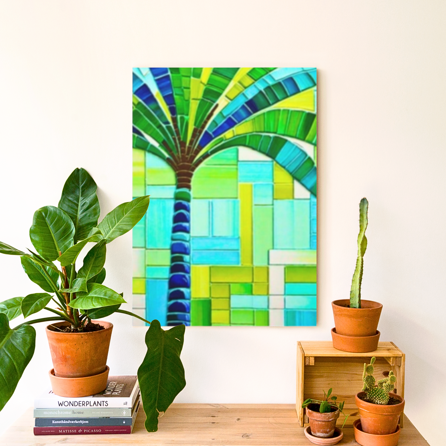 Turks and Caicos Palm Tree Poolside Tile Ocean Art Canvas Gallery Wraps
