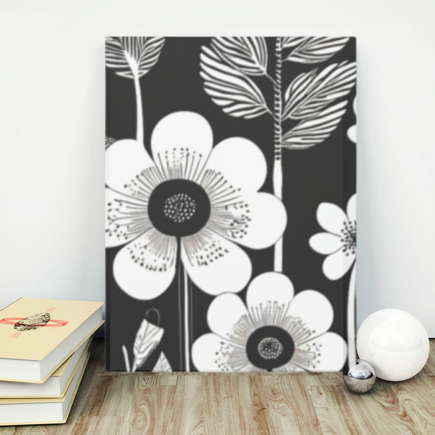 Black and White Poppies Mod 1960s Pop Art Canvas Gallery Wraps