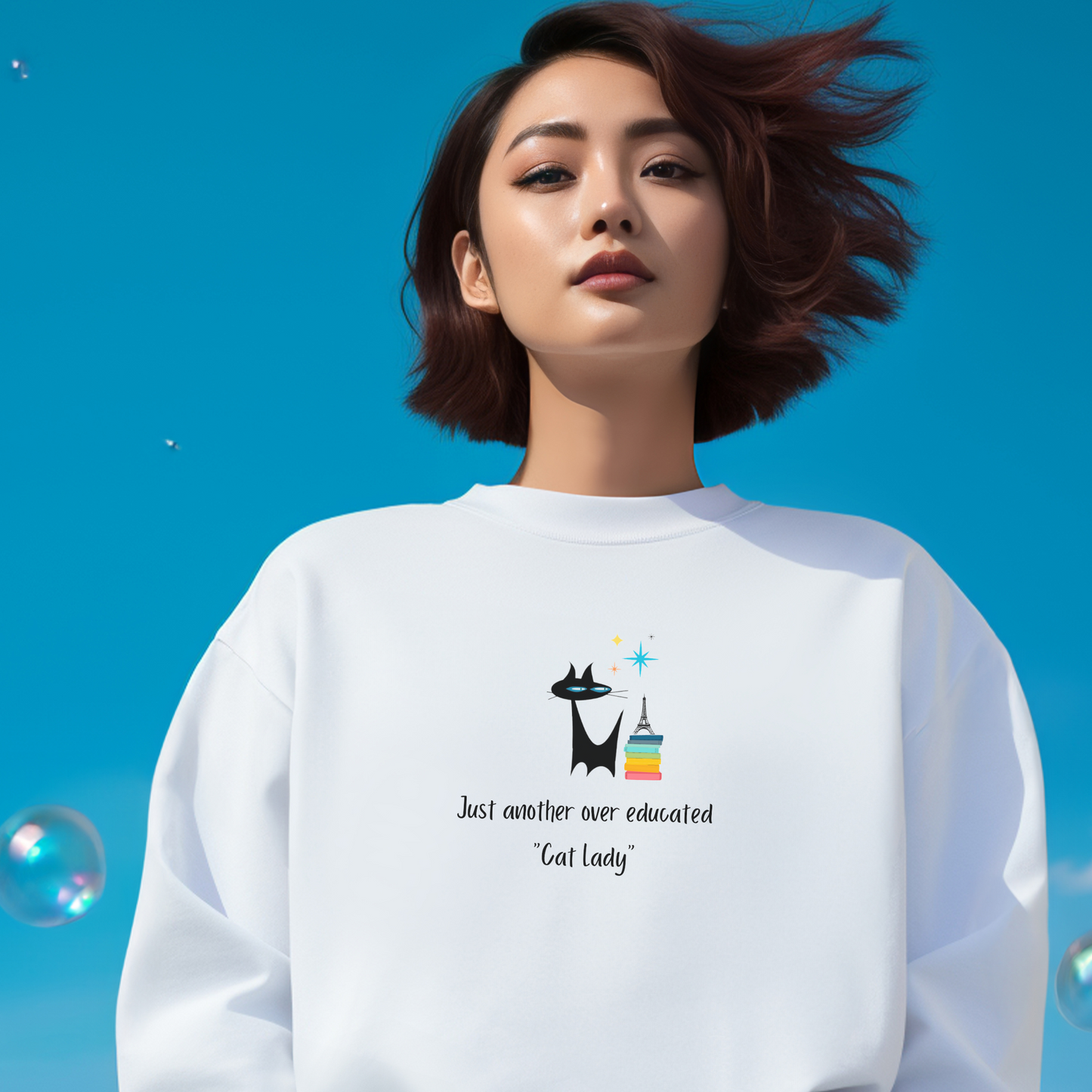 Just Another Over Educated Cat Lady Midcentury Modern Cat Unisex Heavy Blend™ Crewneck Adult Sweatshirt