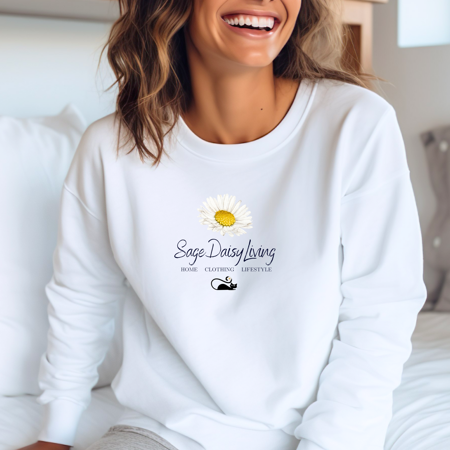 SageDaisy Living Atomic Cat Midcentury Modern Signature Adult Unisex Heavy Blend™ Crewneck Sweatshirt