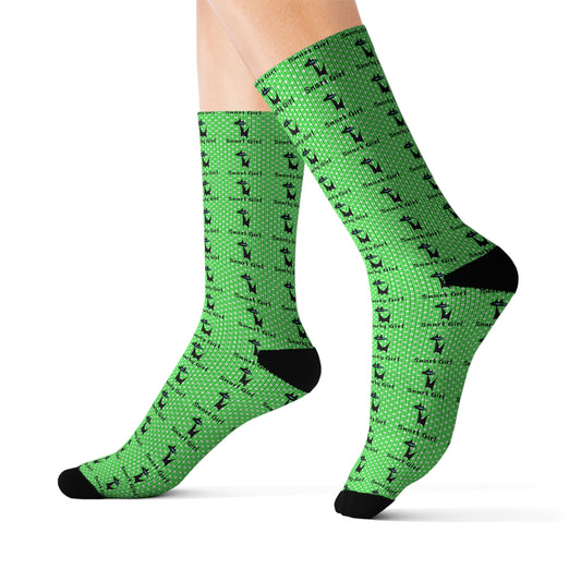 Snarky Girl Lime Green Decorative Pattern Sublimation Socks