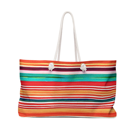 Serape Mexican Blanket Southwestern Stripes Shopper Market Beach Weekender Bag