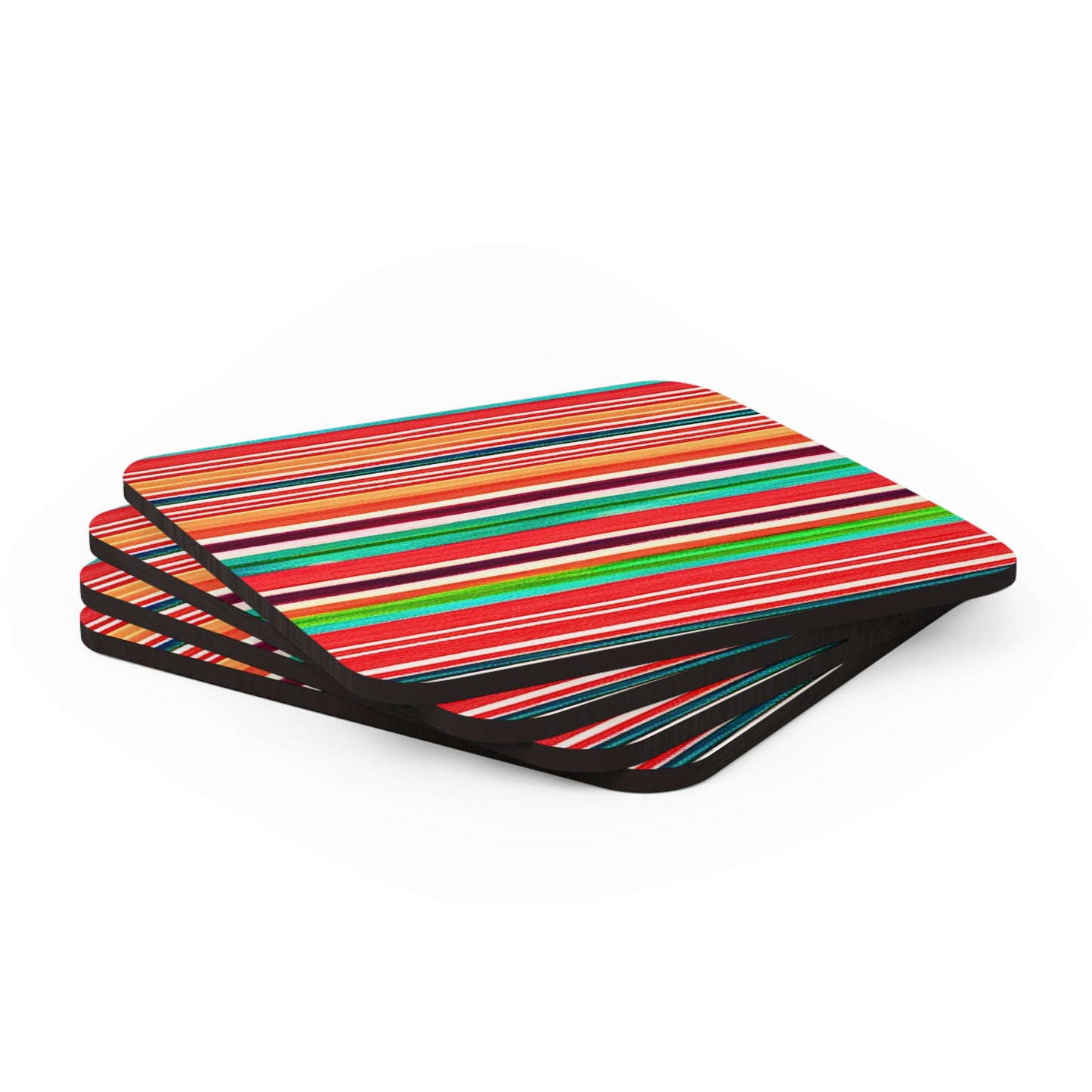 Serape Mexican Blanket Southwestern Stripes Cocktail Beverage Entertaining Corkwood Coaster Set