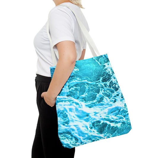 Ocean Blue Waves Book Tote Bag