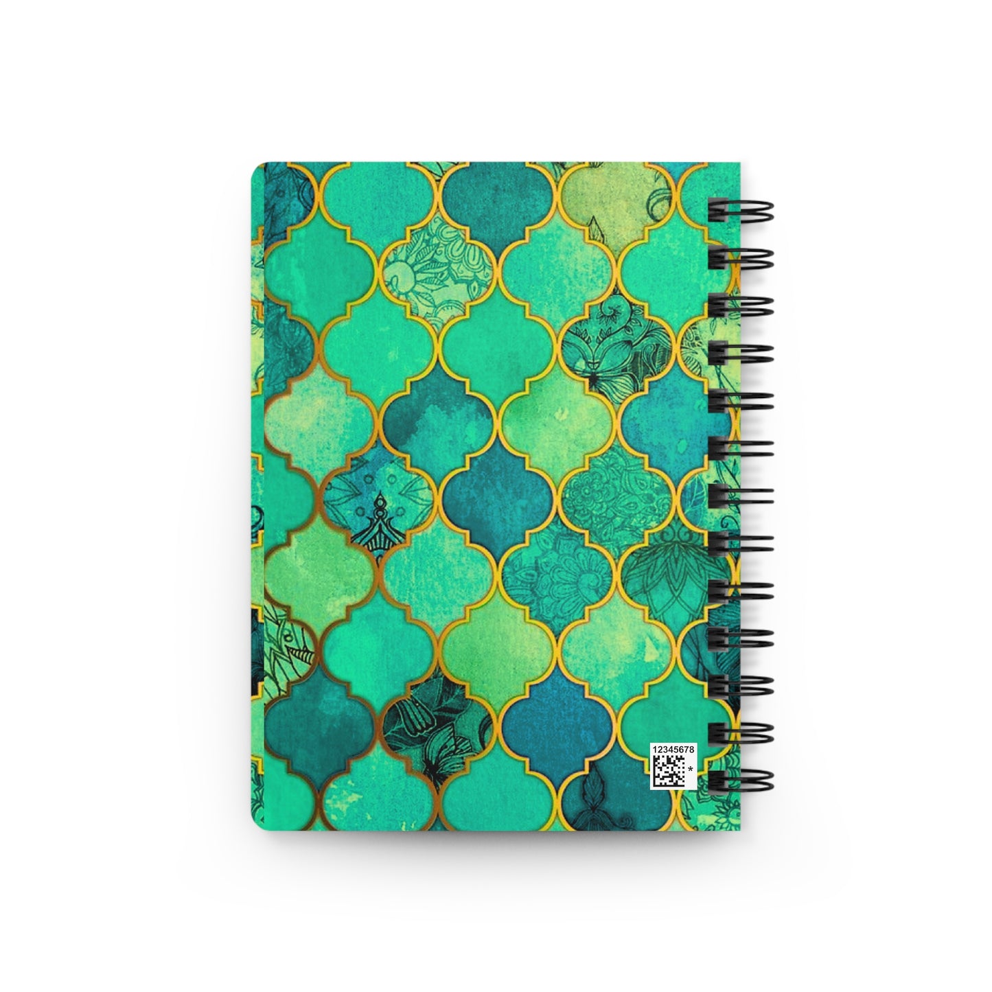 Emerald Green Arabesque Tile Marrakech Moroccan Writing Travel Sketch Inspiration Spiral Bound Journal