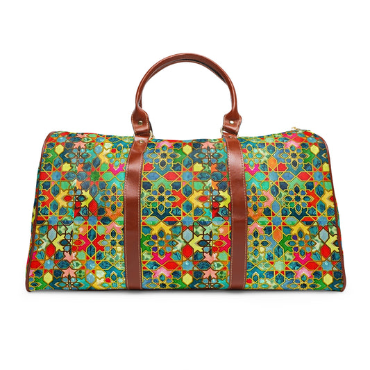 Tangier Market Moroccan Multi Colored Pattern Tile Waterproof Travel Bag