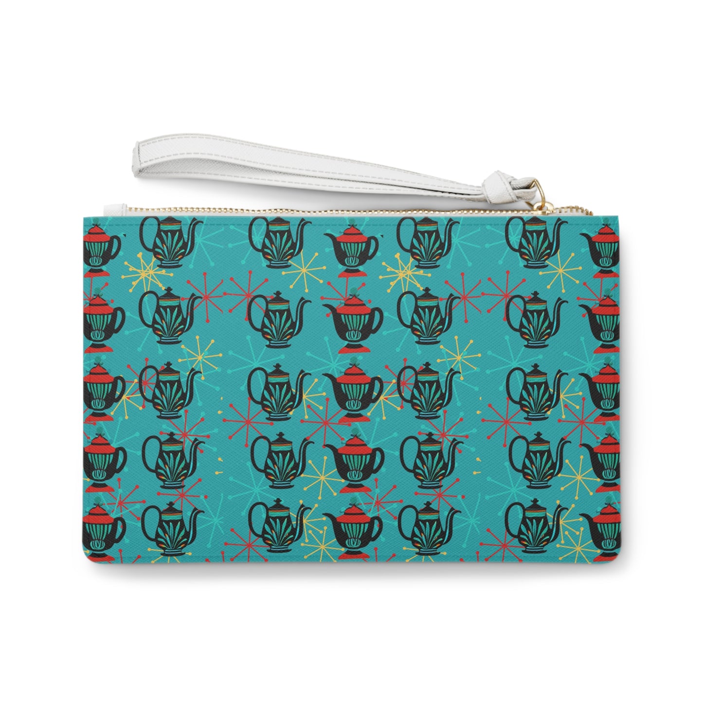Ancient Teapots Midcentury Modern Evening Daytime Pouch Clutch Bag