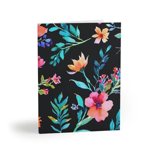 Midnight Floral II Watercolor Note Greeting Cards (8 pcs)