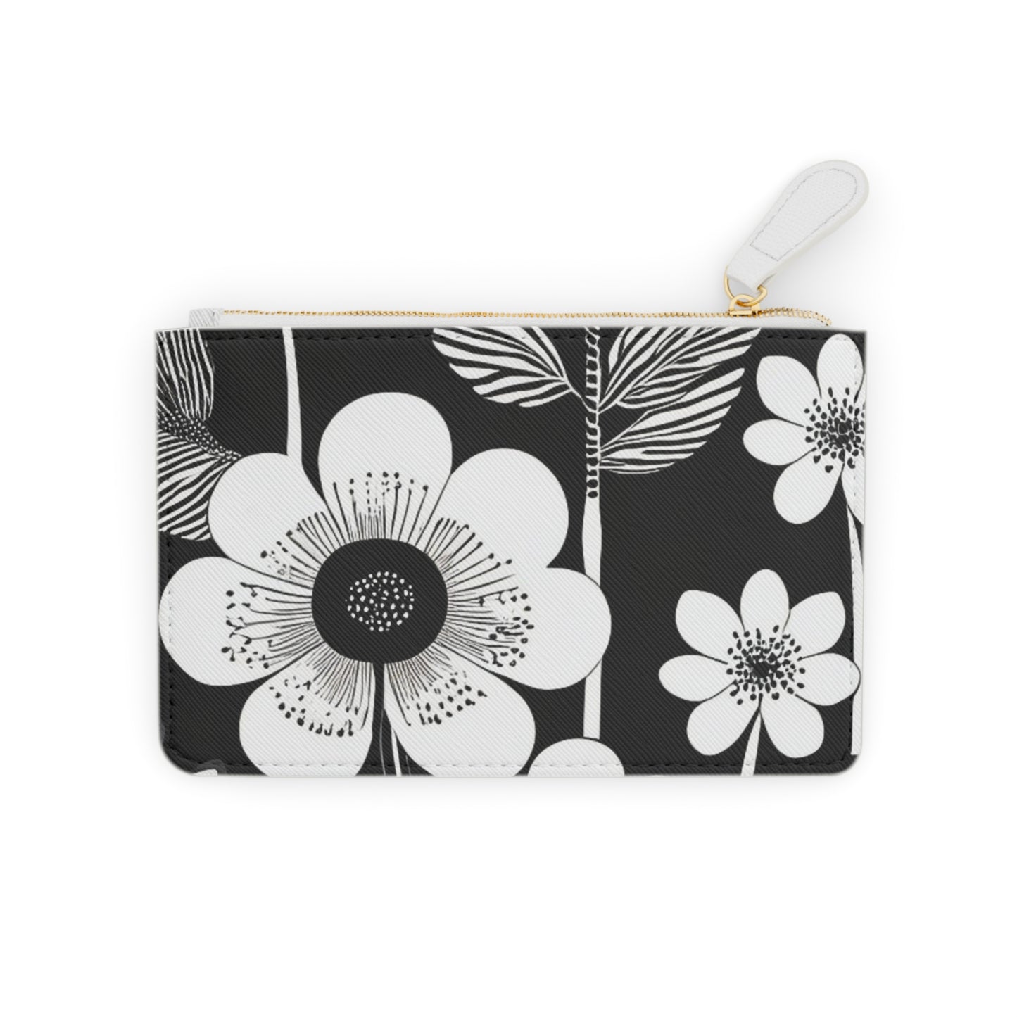 Black and White Poppies Mod Pop Art Lipstick Mini Pouch Clutch Bag