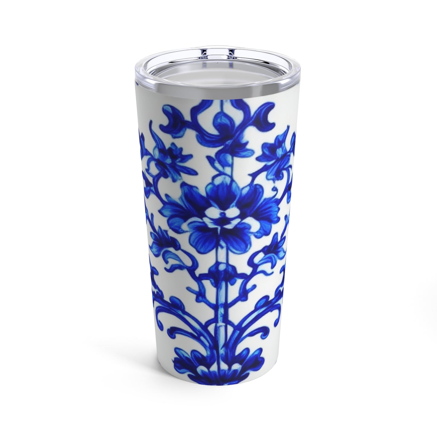 Portuguese Blue and White Tile Pattern Beverage Hot and Cold Travel Tumbler 20oz