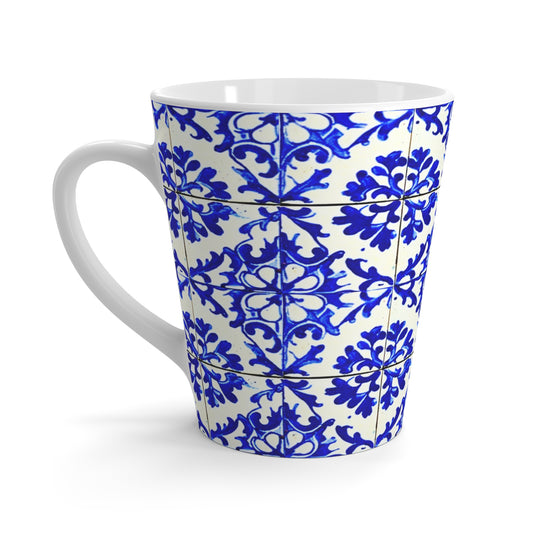 Portuguese Summer Blue and White Floral Antique Tile Coffee Tea Chia Hot Beverage Latte Mug