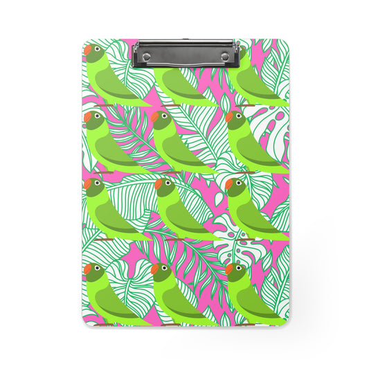 Parrots of Palm Beach Tropical Hot Pink Decorative Writing Desk Clipboard