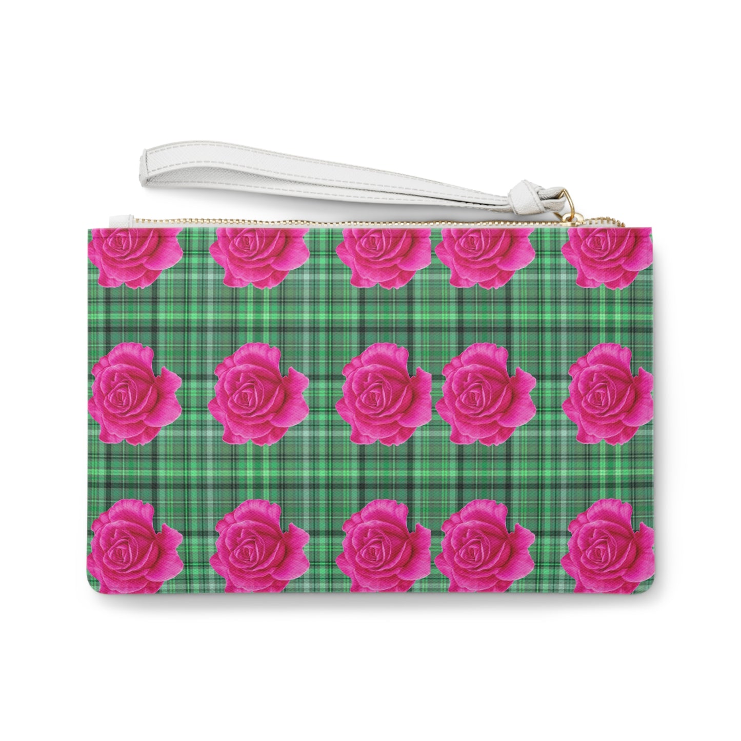 Pink Rose Plaid Tartan Errands Stylish Errands Evening Pouch Clutch Bag