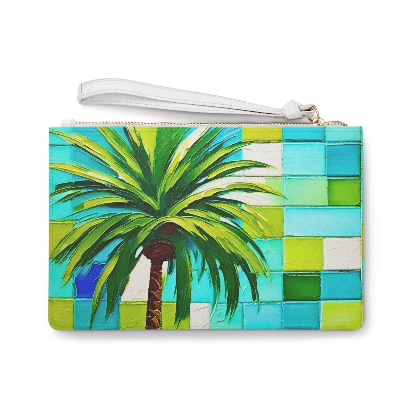 Turks and Caicos Palm Tree Poolside Tile Ocean Vacation Travel Pouch Clutch Bag
