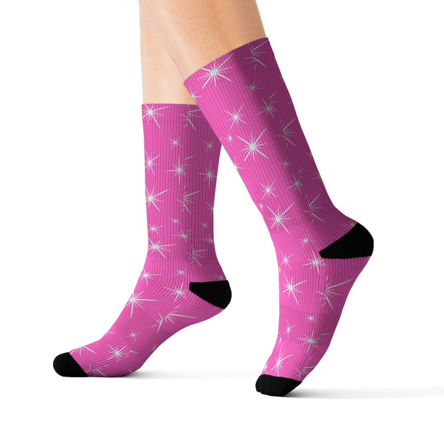 Midcentury Modern Stars Pink Decorative Pattern Sublimation Socks