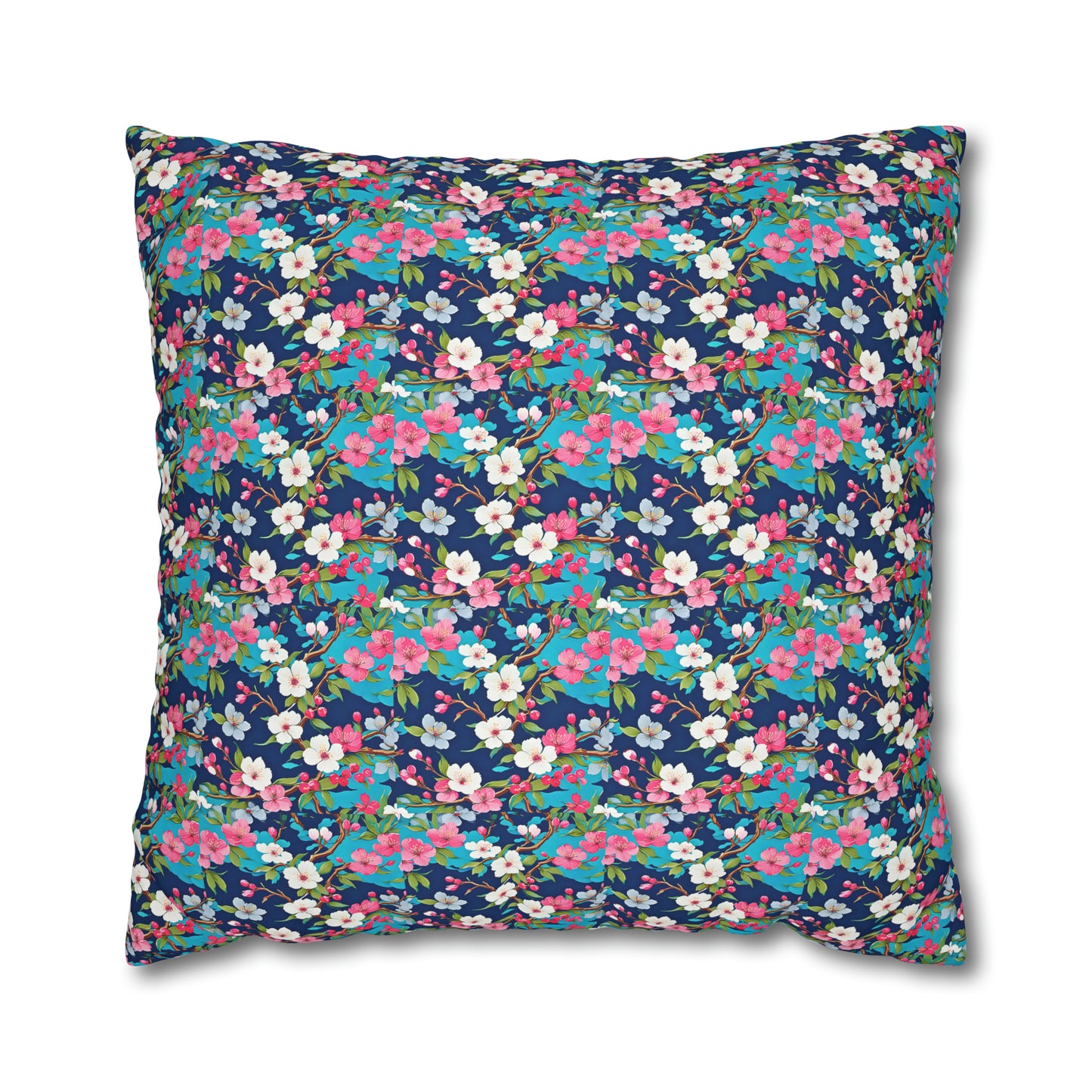 Cherry Blossoms Japanese Floral Decorative Spun Polyester Pillow Cover