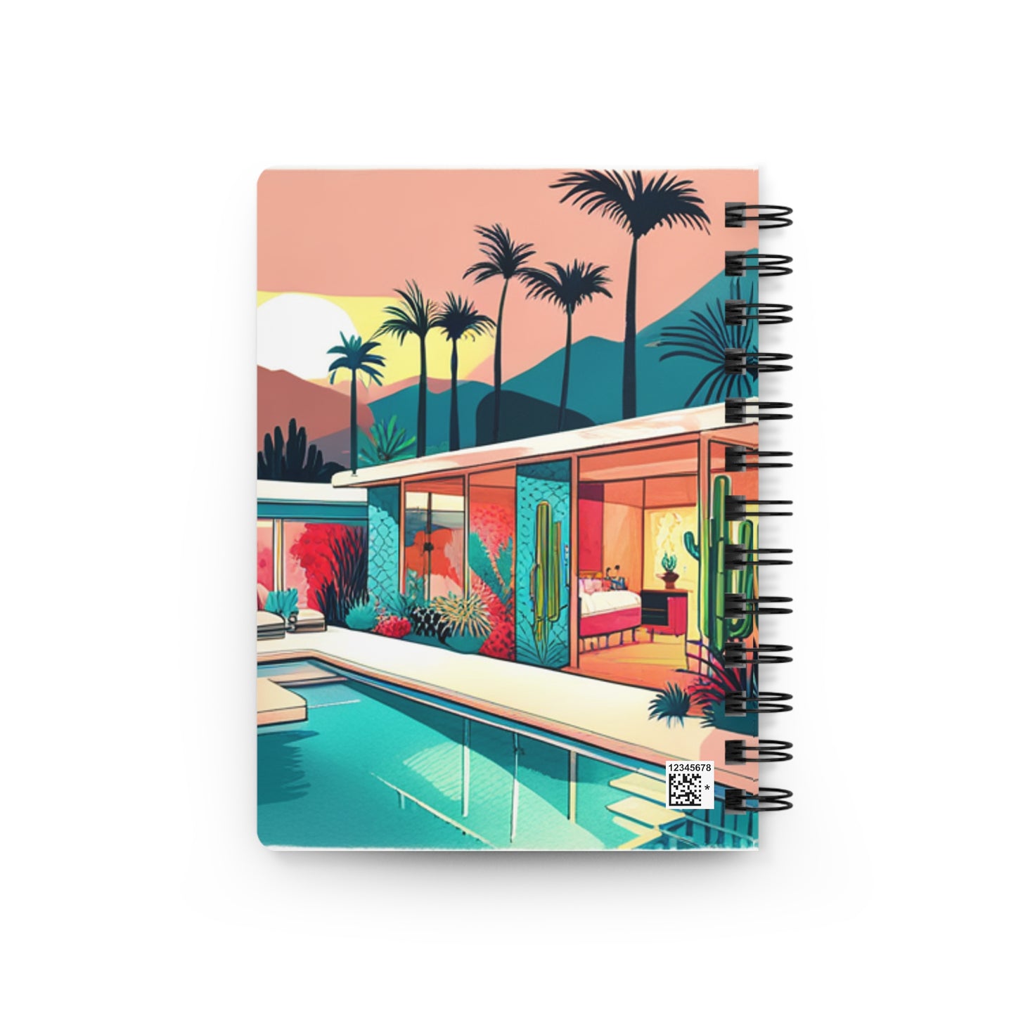 Palm Springs Desert Poolside Midcentury Modern 1950s Style House Writing Sketch Inspiration Spiral Bound Journal