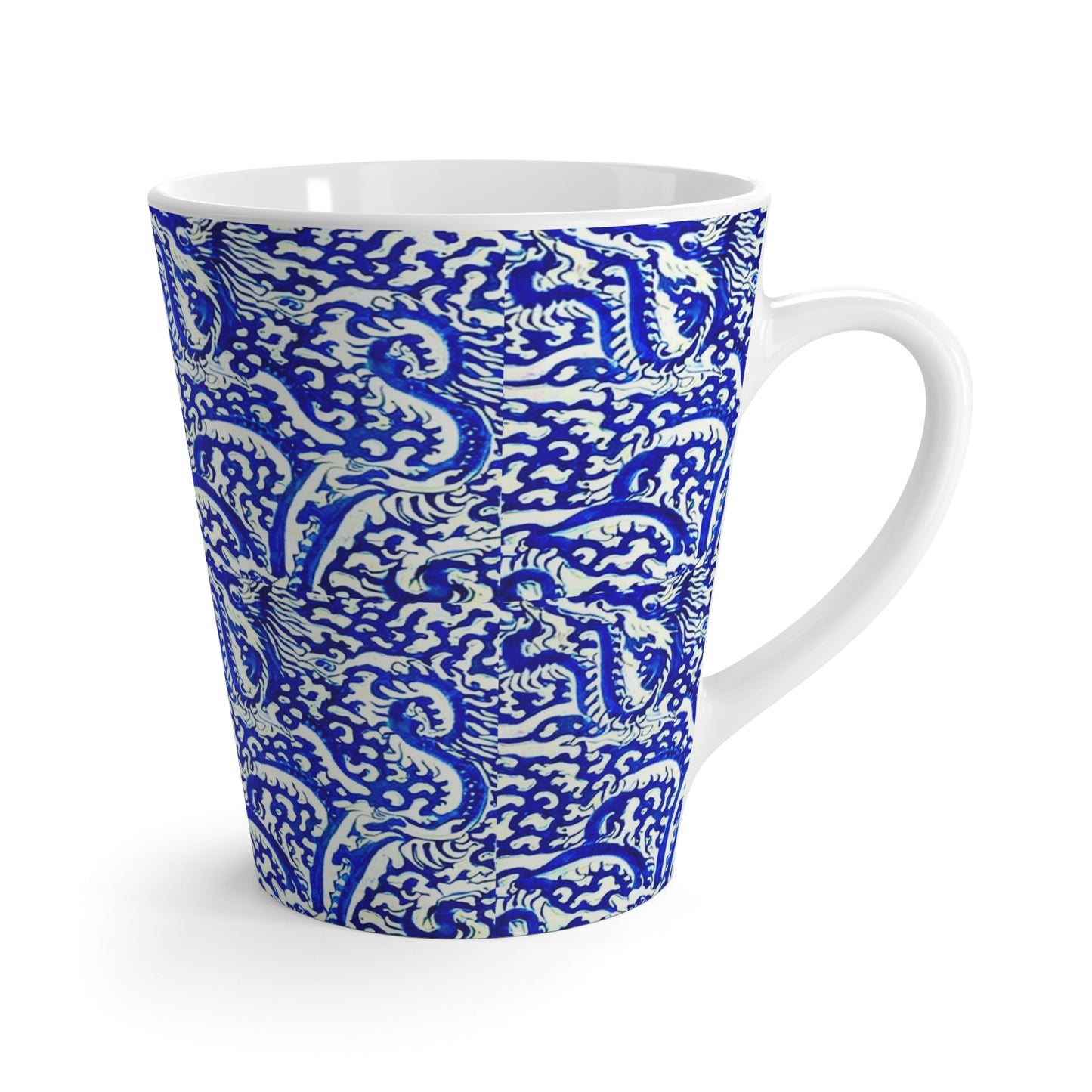 Sea of Chinese Dragons Ming Dynasty Blue and White Porcelain Pattern Chia Tea Cappuccino Hot Beverage Latte Mug