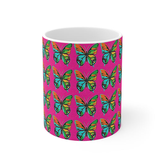 Modern Butterfly Pop Art 1960s Museum Gallery Hot Cold Coffee Tea Beverages Ceramic Mug 11oz