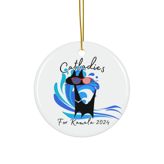 Cat Ladies for Kamala 2024 Decorative Ceramic Ornament